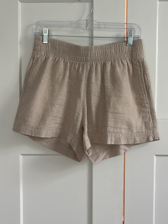 Old Navy Pants - Women’s Elastic-Waist Tan Linen-Blend Shorts